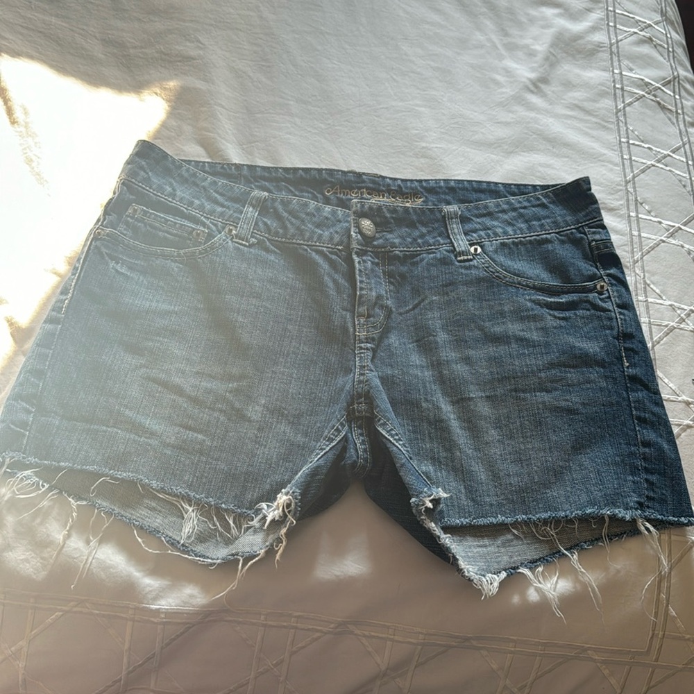 American Eagle Outfitters Dark Blue Denim Cutoff Jean Shorts